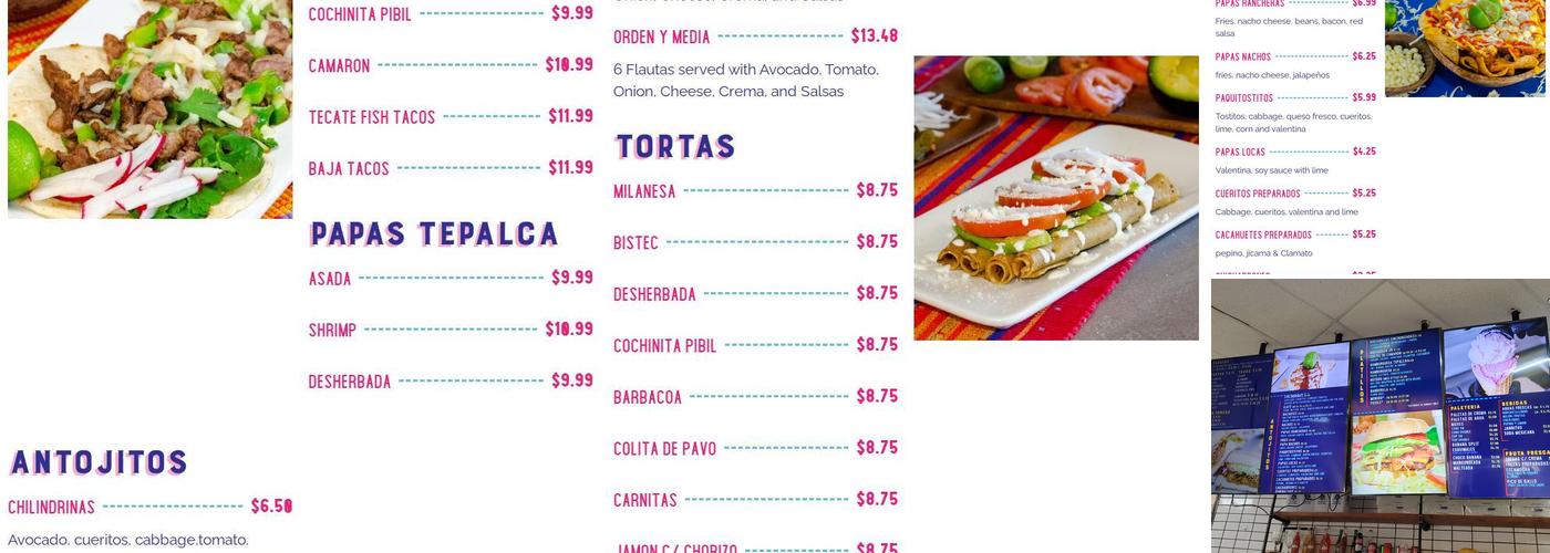 Flautas y Paleteria Tepalca Menu