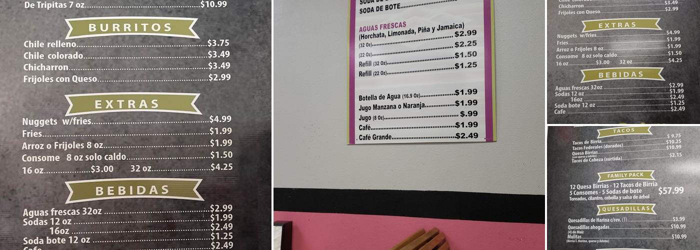 Jaramillo's Birrieria Menu