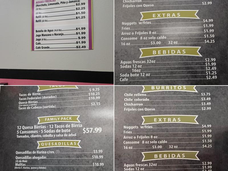 Jaramillo's Birrieria Menu