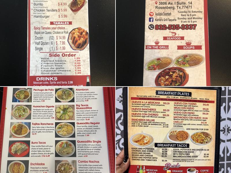 Karlito’s Grill Taquería Menu