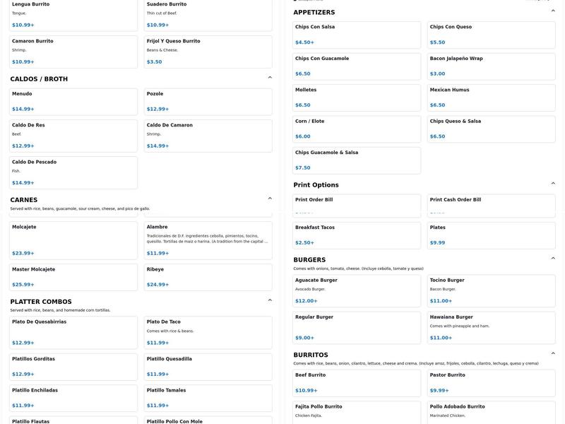 Taco Master Menu
