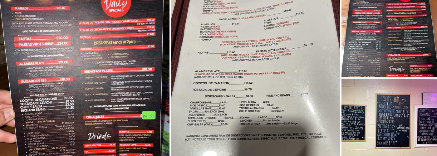 Taqueria Ruby Menu