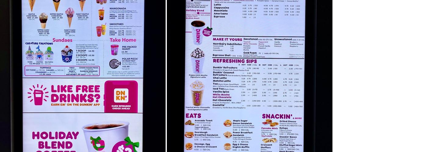 Dunkin' Menu