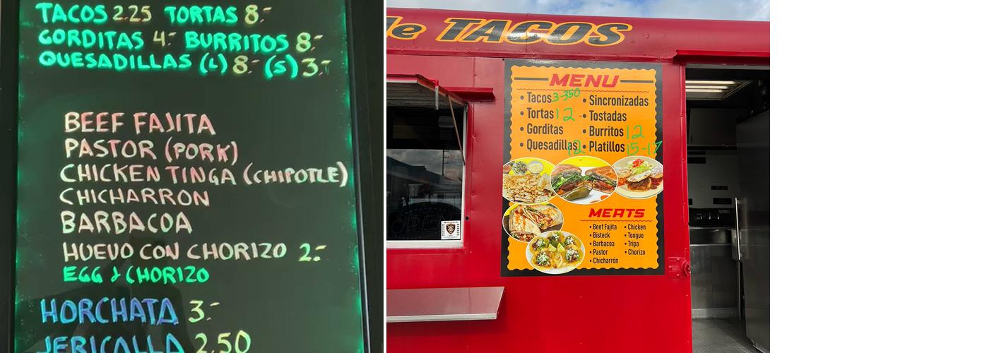 For You For Me Tacos Menu