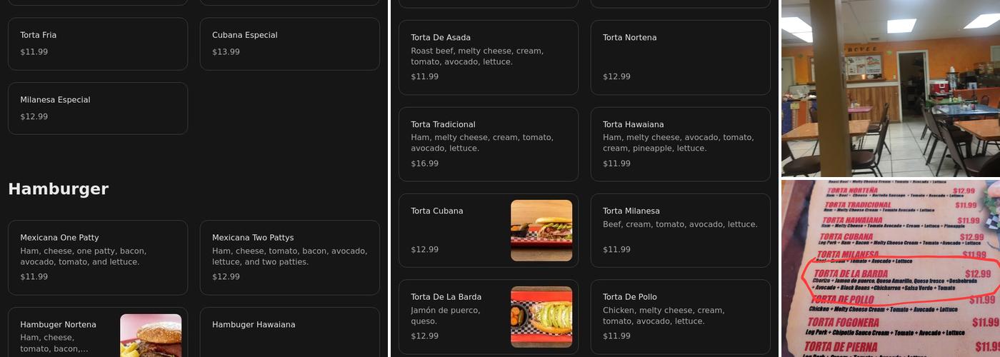 Que Tortas! Menu