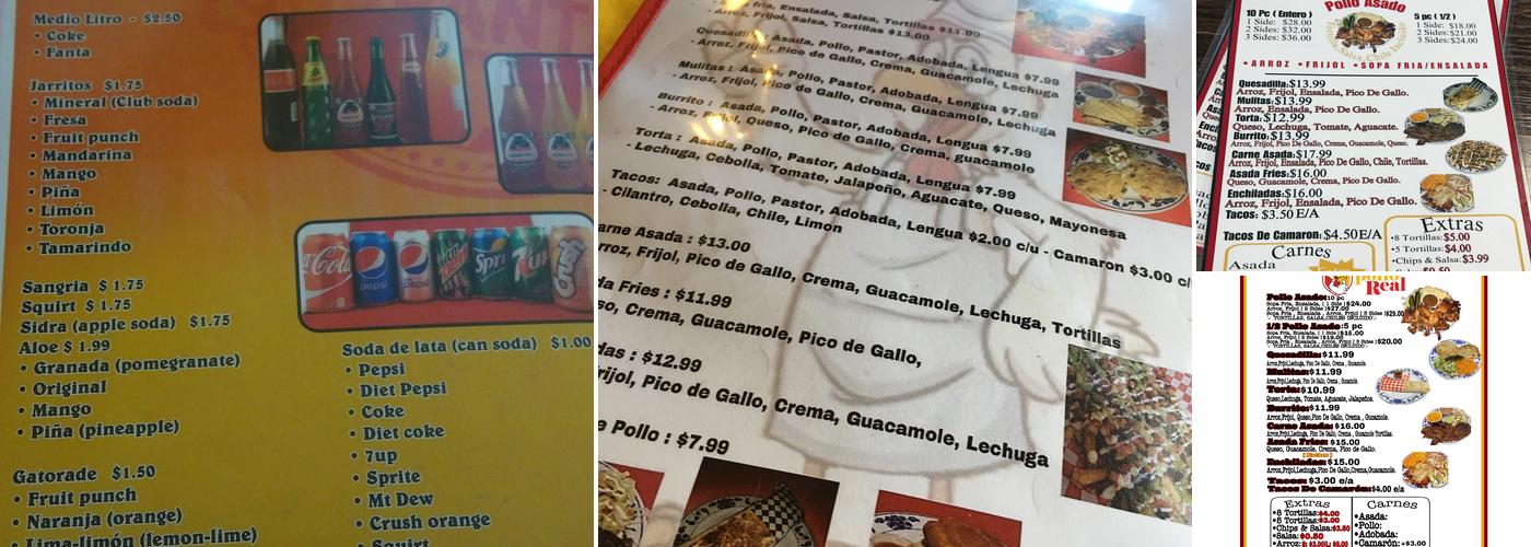 El Pollo Real Menu