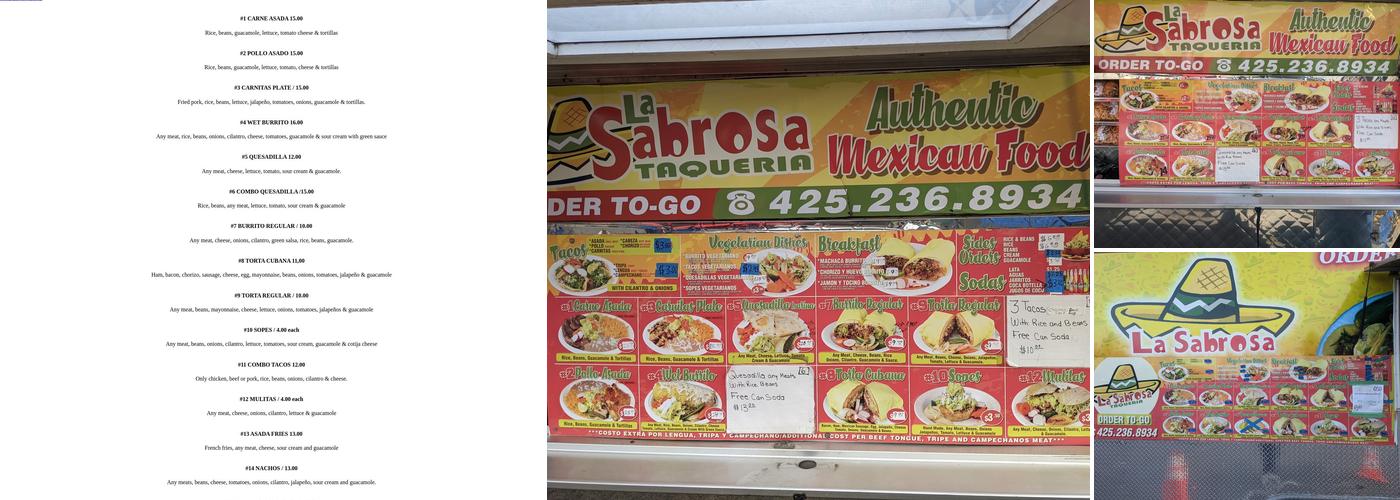 La Sabrosa Taqueria Menu