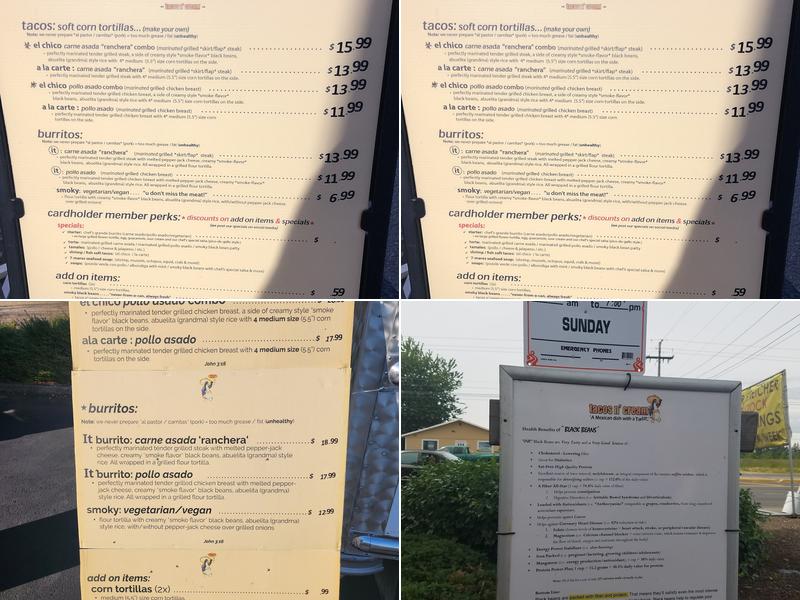 tacos n' cream : ‘Where’s the Grease?’ Menu