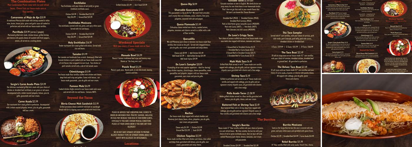 De Leon's Taco & Bar #3 Menu