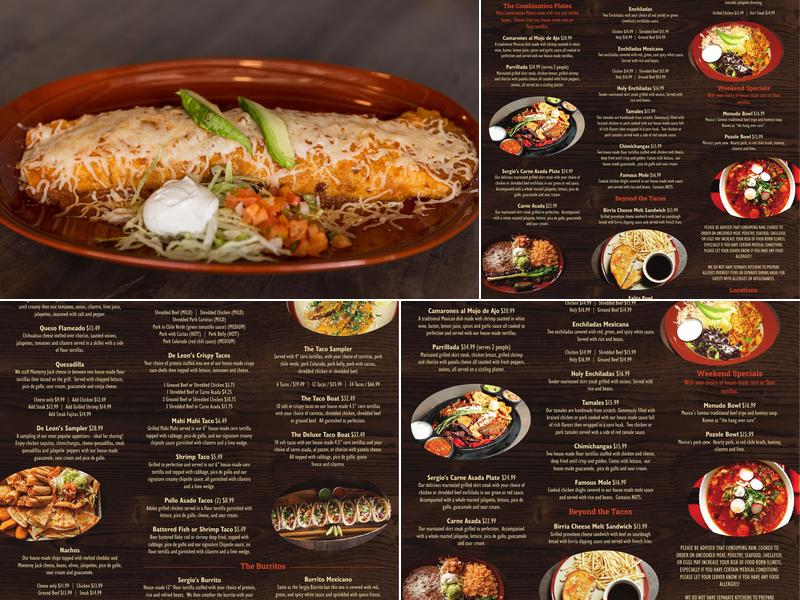 De Leon's Taco & Bar #3 Menu