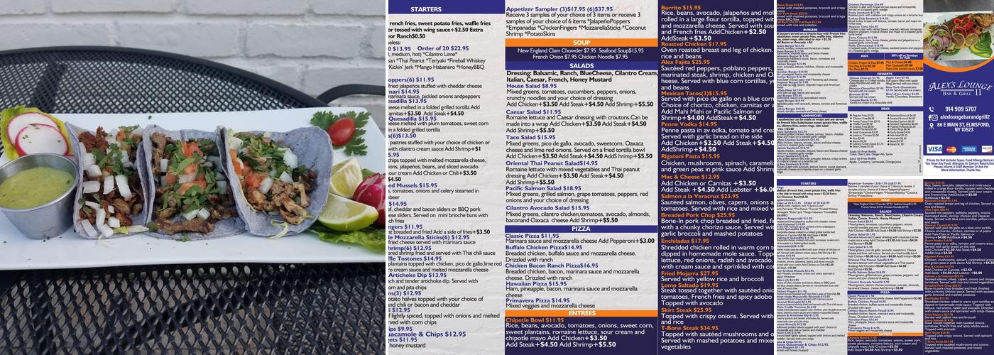 Alex's Lounge II Menu