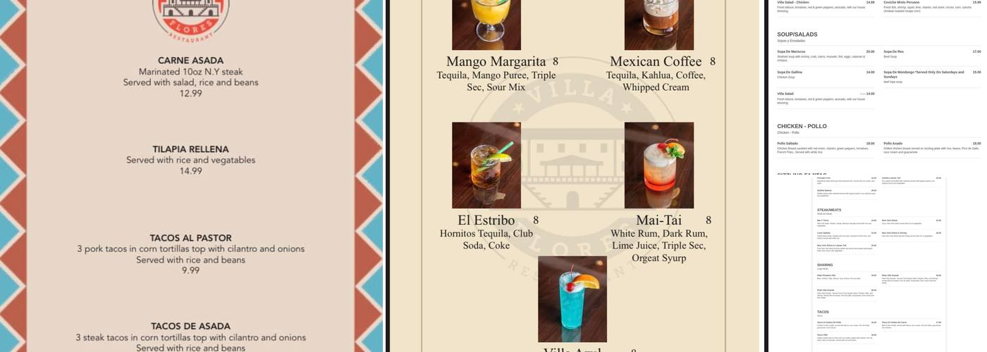 Villa Flores Restaurant Menu