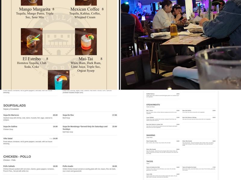 Villa Flores Restaurant Menu