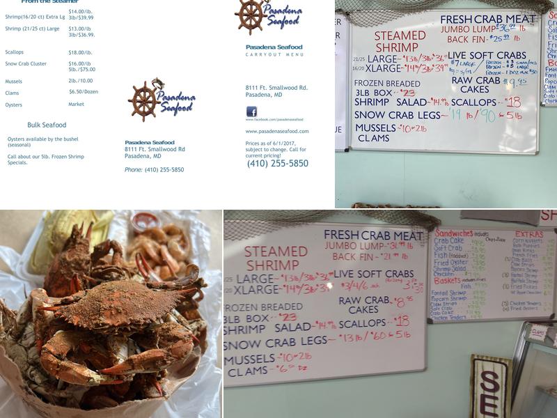 Pasadena Seafood Menu