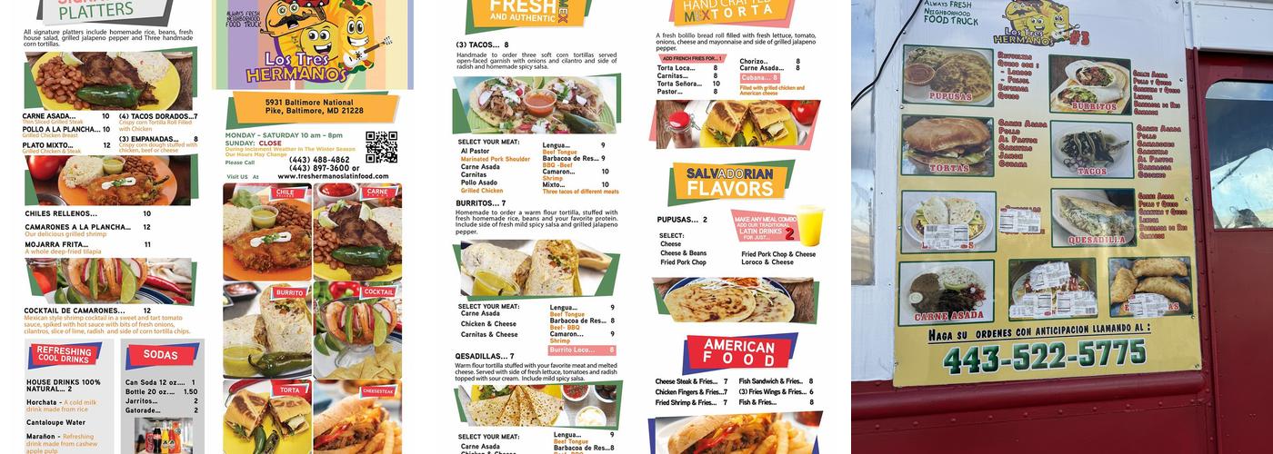 Los Tres Hermanos Latin Food Menu