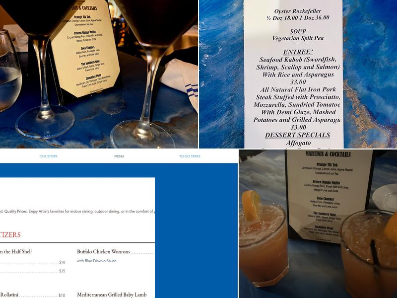 Artie's Steak and Seafood Restaurant Menu