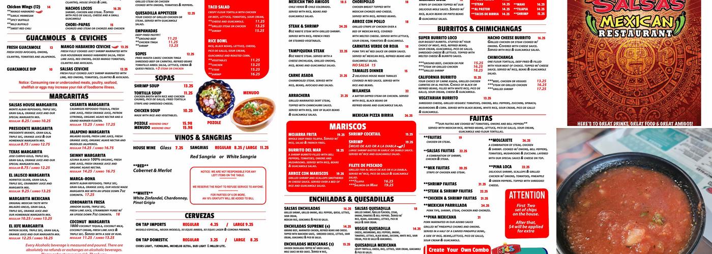 Salsas Mex Collins Rd Menu