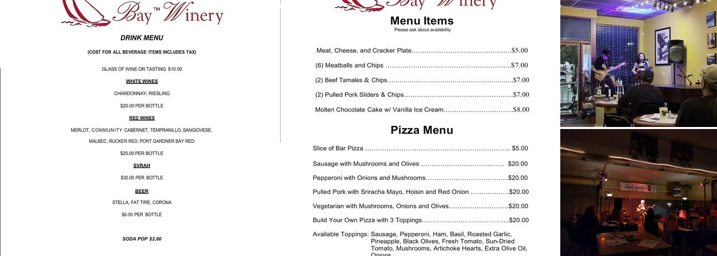 Port Gardner Bay Winery Menu