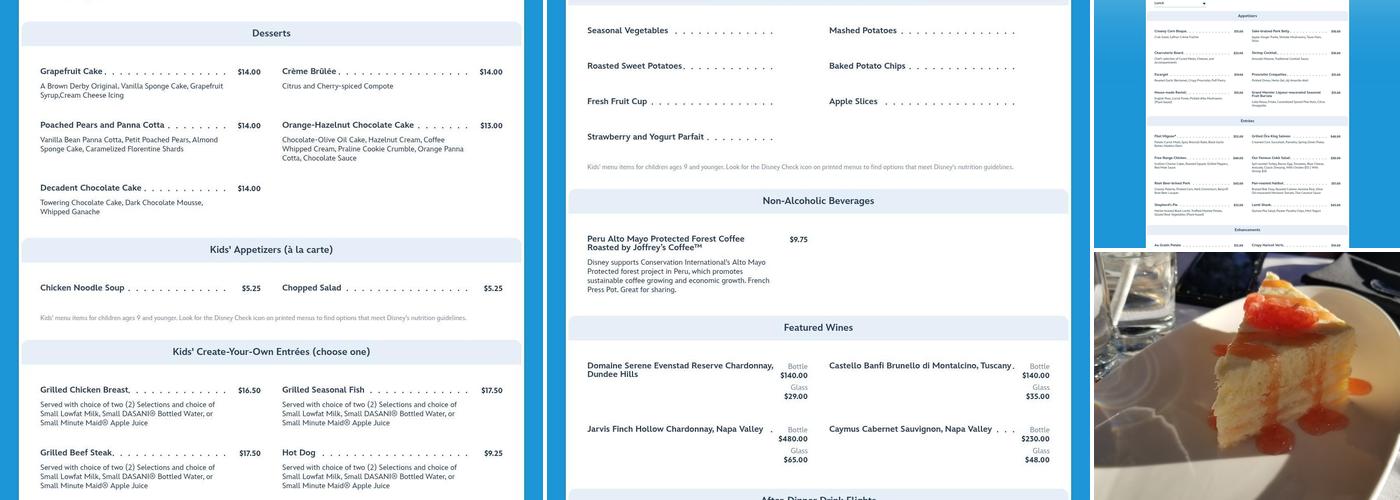 The Hollywood Brown Derby Menu