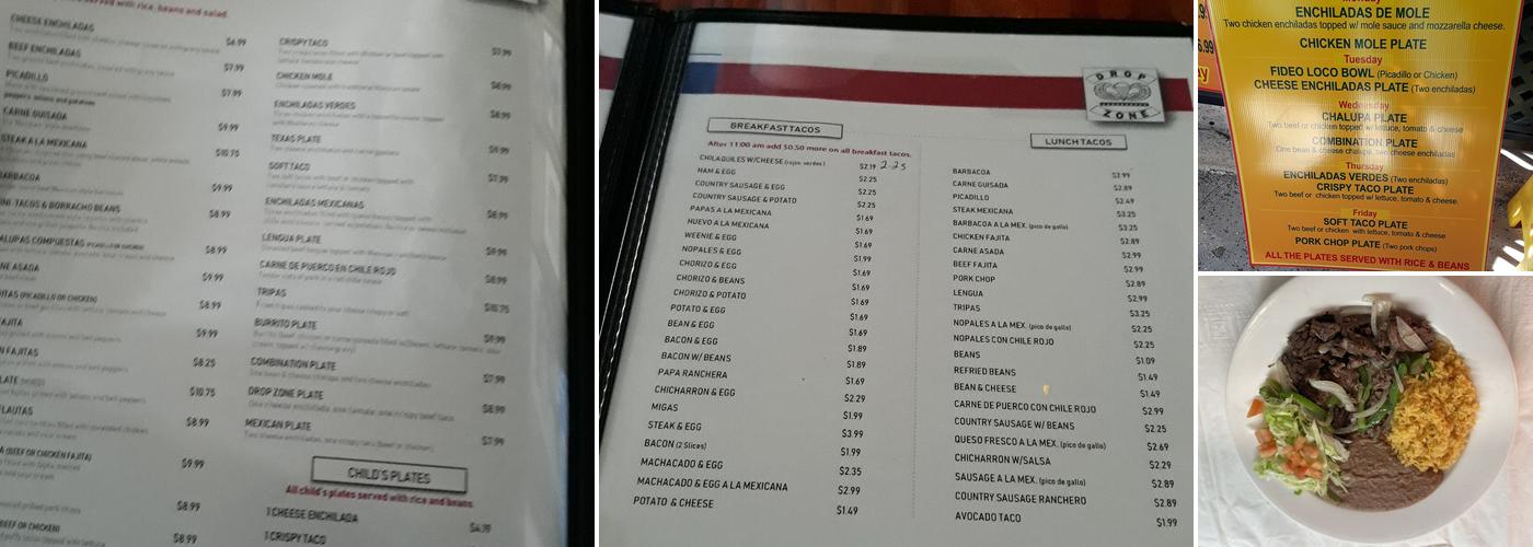 Drop Zone Cafe &bar Menu