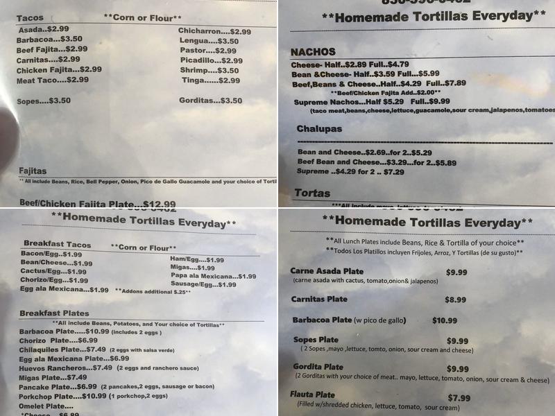 Dos Hermanos Market Menu