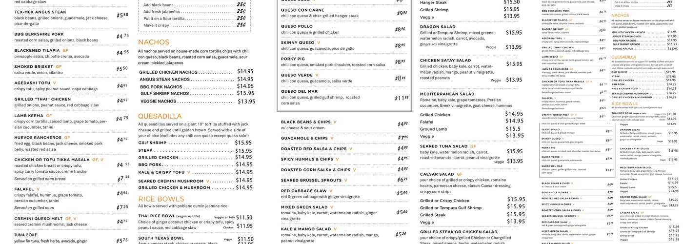 Fusion Eats Menu
