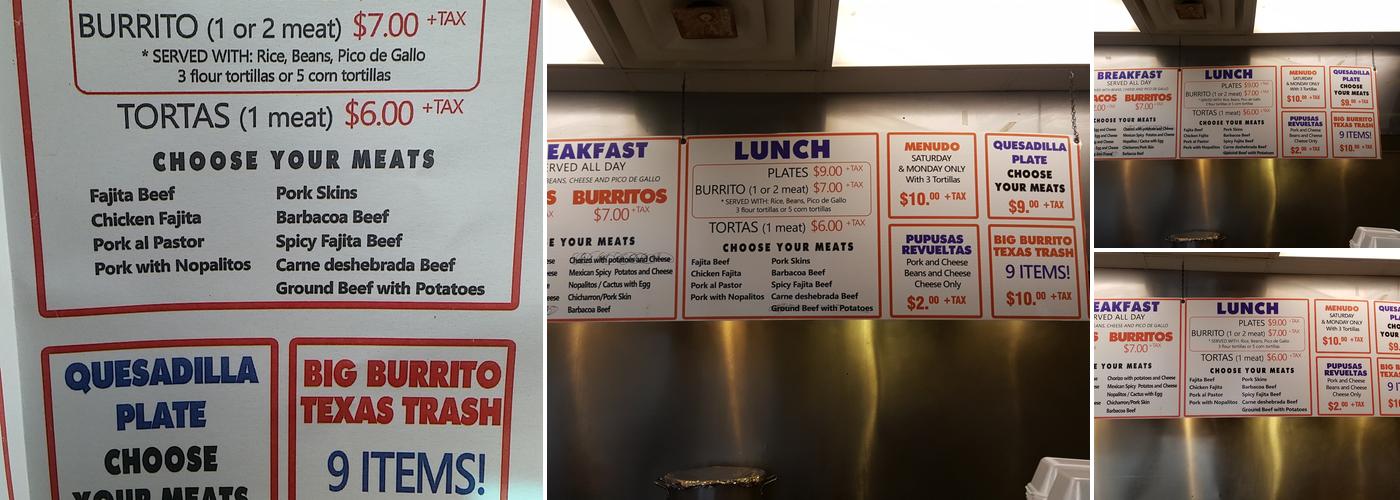 TX Tacos Menu