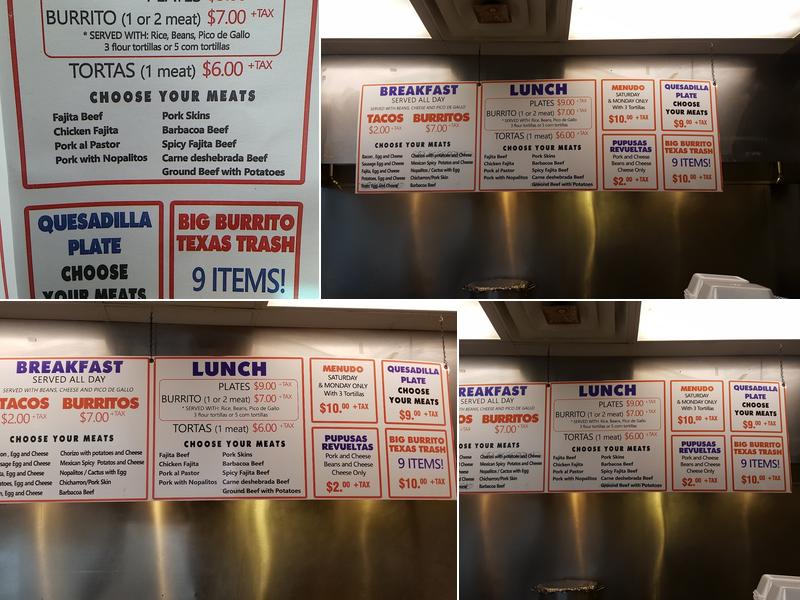 TX Tacos Menu
