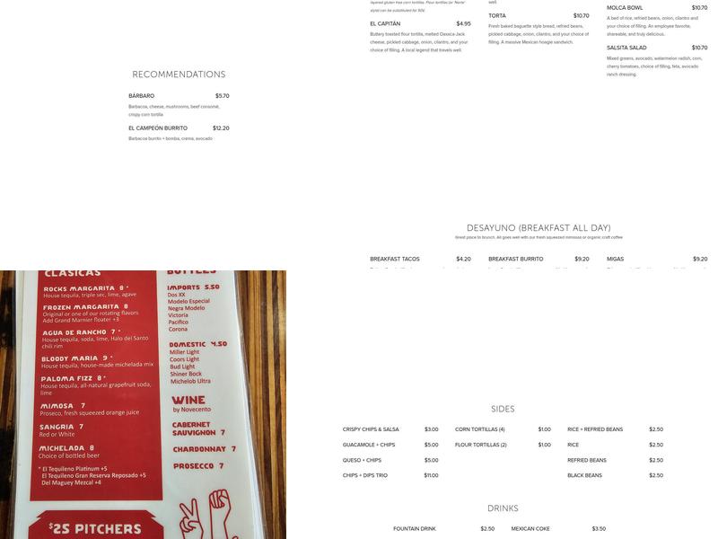 Salsa Limón Menu