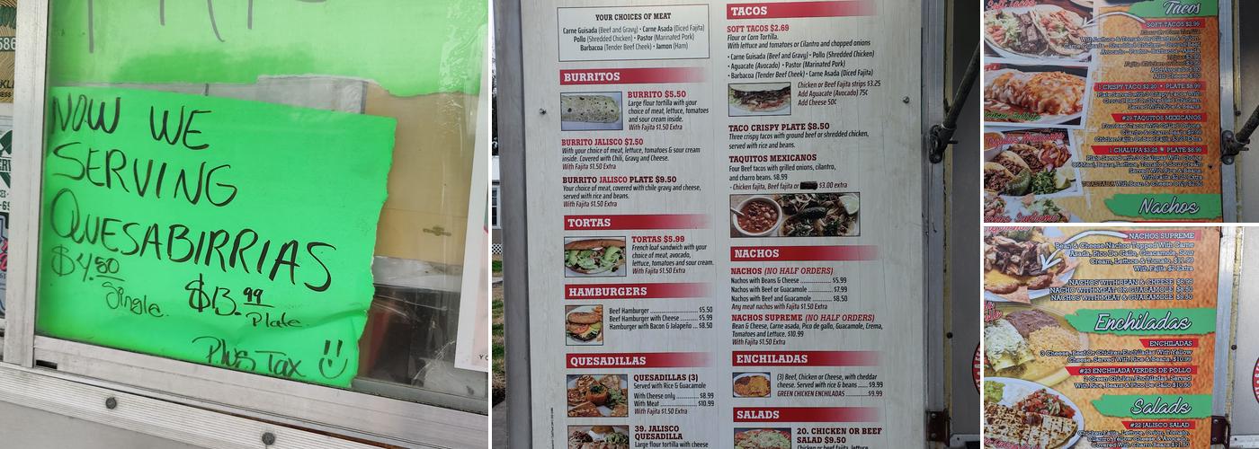 Jalisco To‐Go Menu