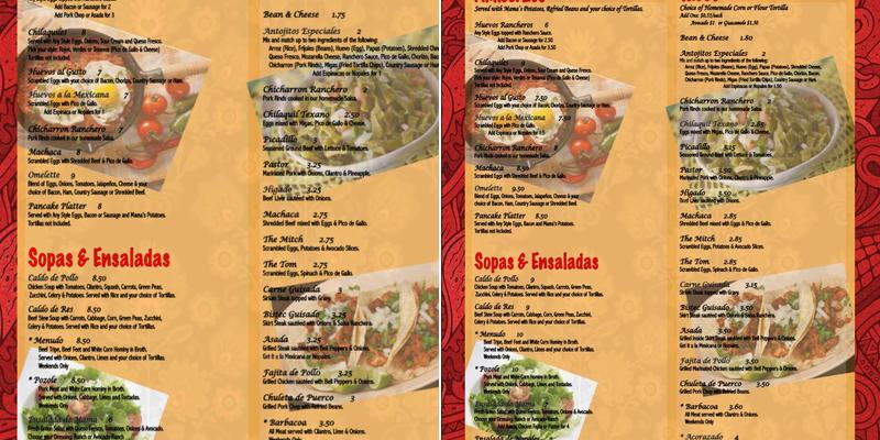 Mama's Kitchen Menu