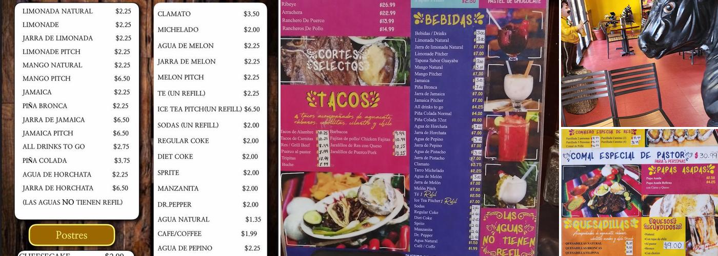 Tacos Toro Bronco Menu