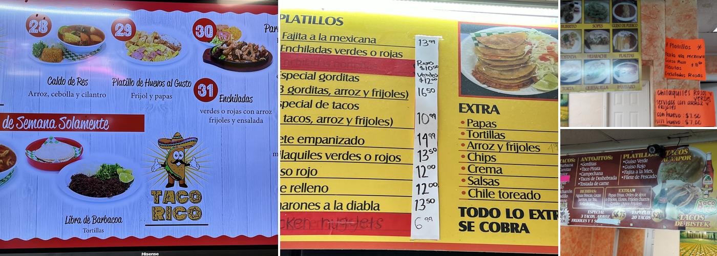 Taco Rico Menu