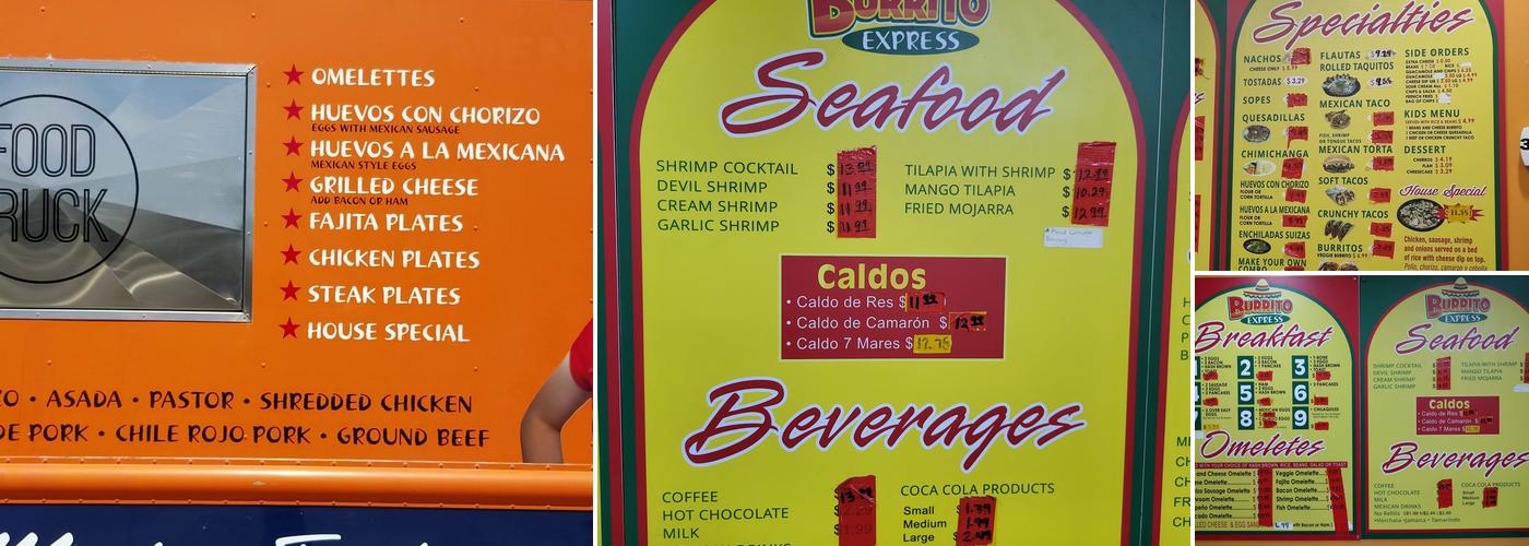 Burrito Express Menu