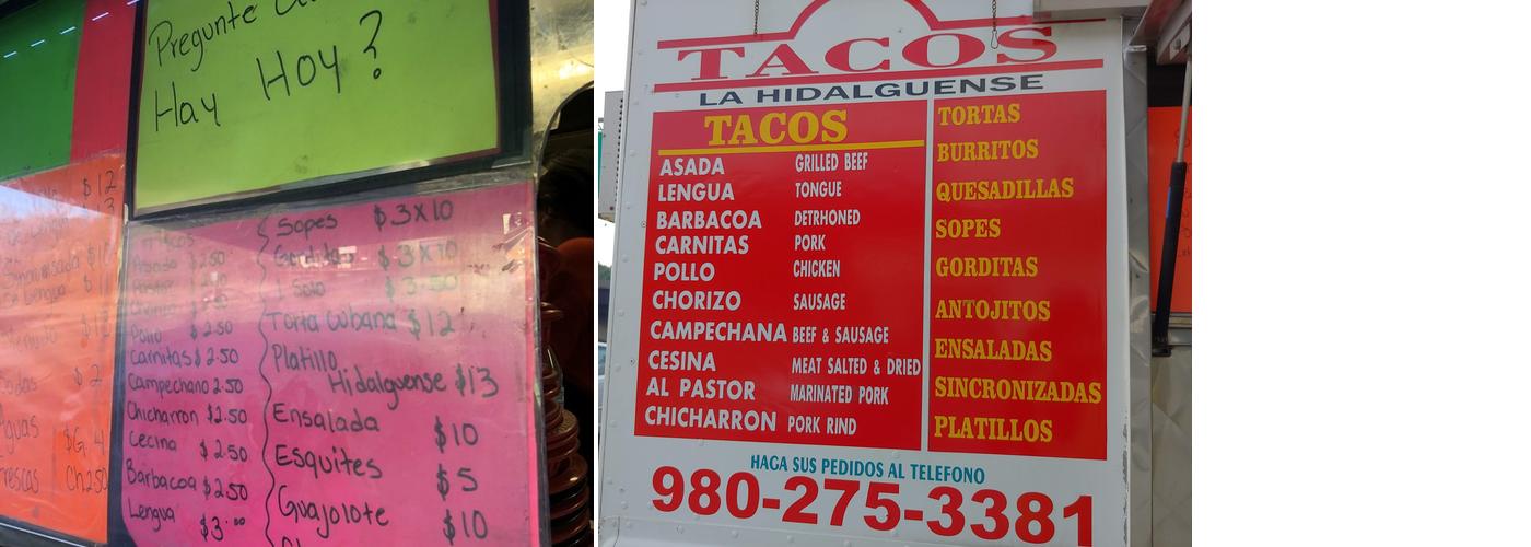 La Hidalguense Tienda Mexicana Menu