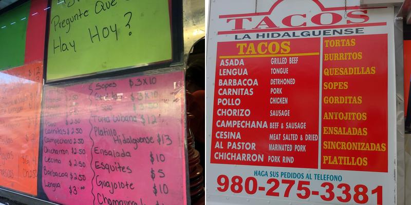 La Hidalguense Tienda Mexicana Menu