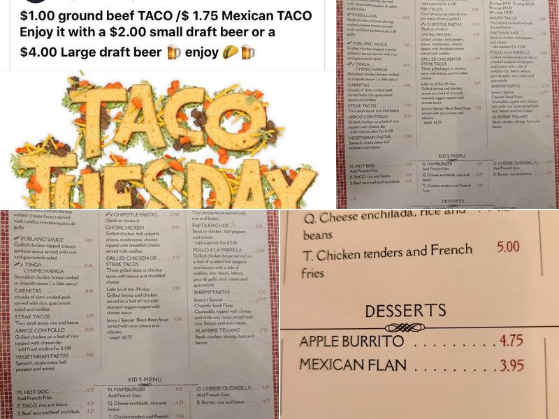 Chapultepec Mexican Restaurant Menu
