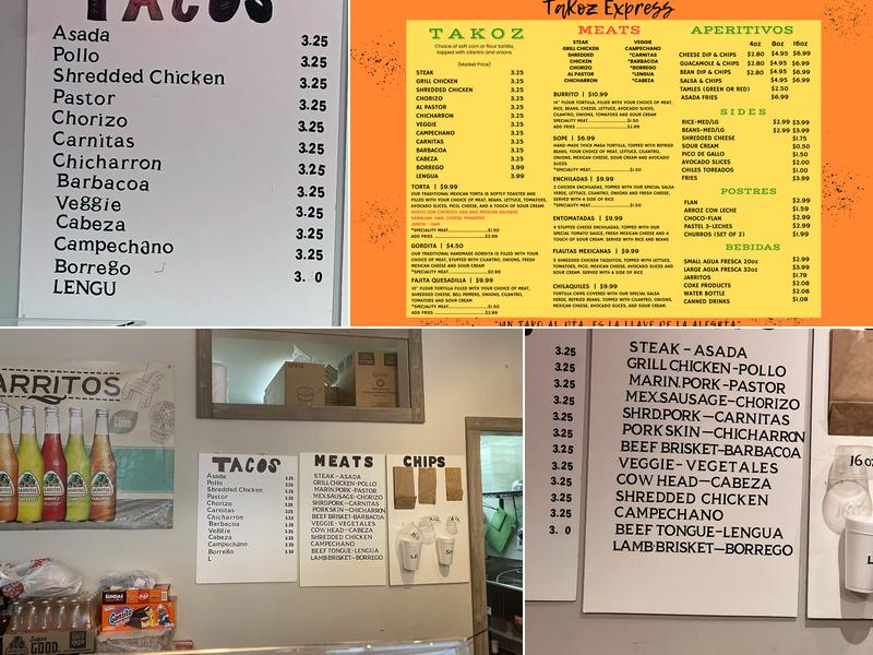 Takoz Express Menu