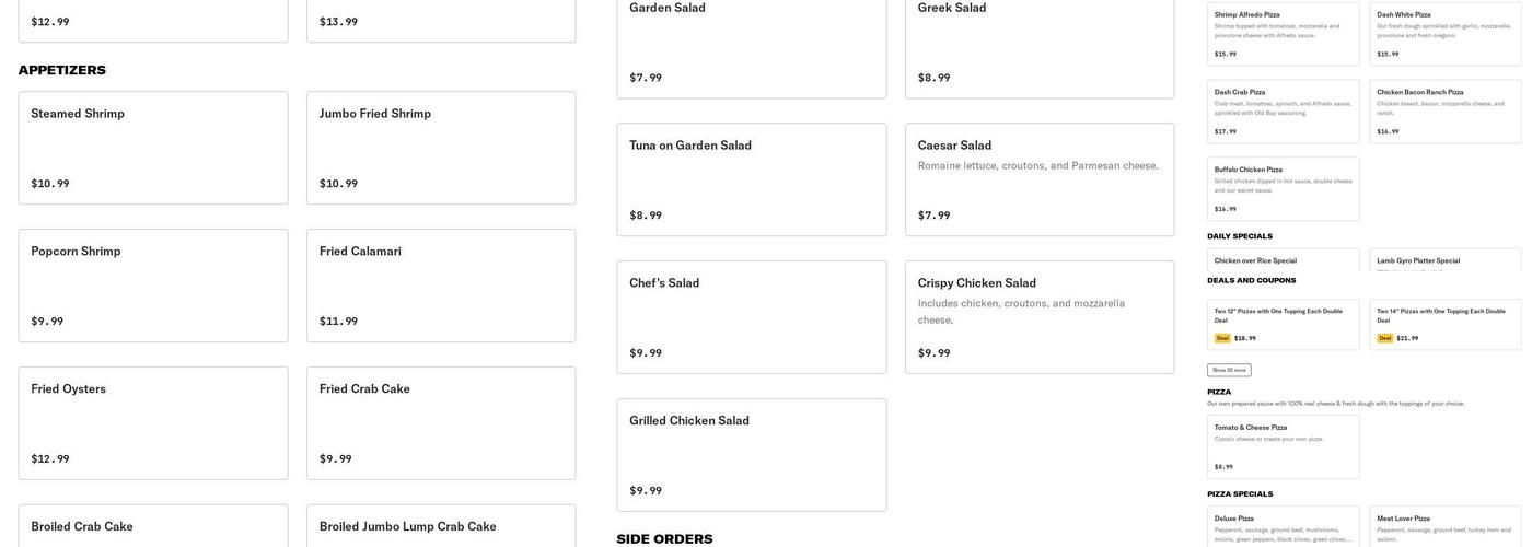 Dash Seafood Menu