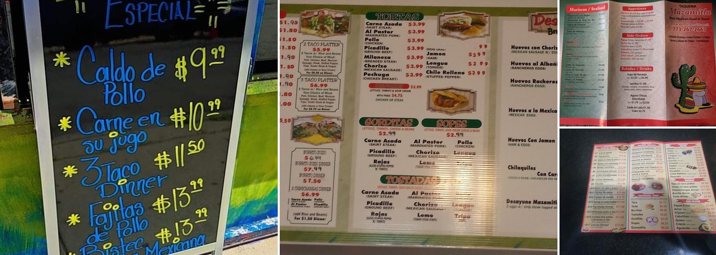 Taqueria Mazamitla Menu