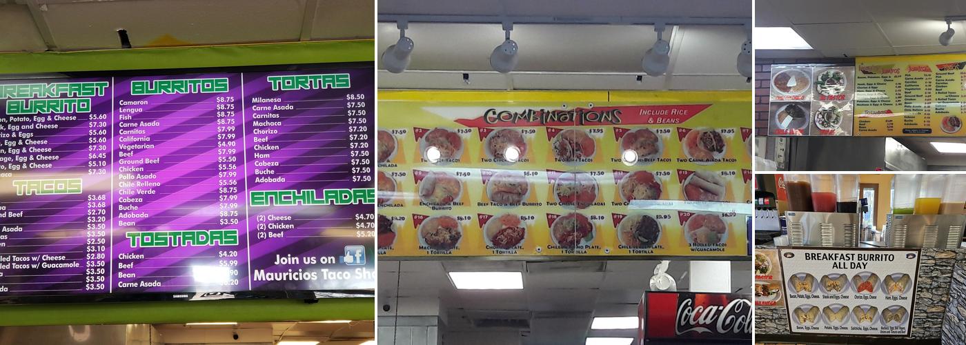 Mauricio's Taco Shop Menu
