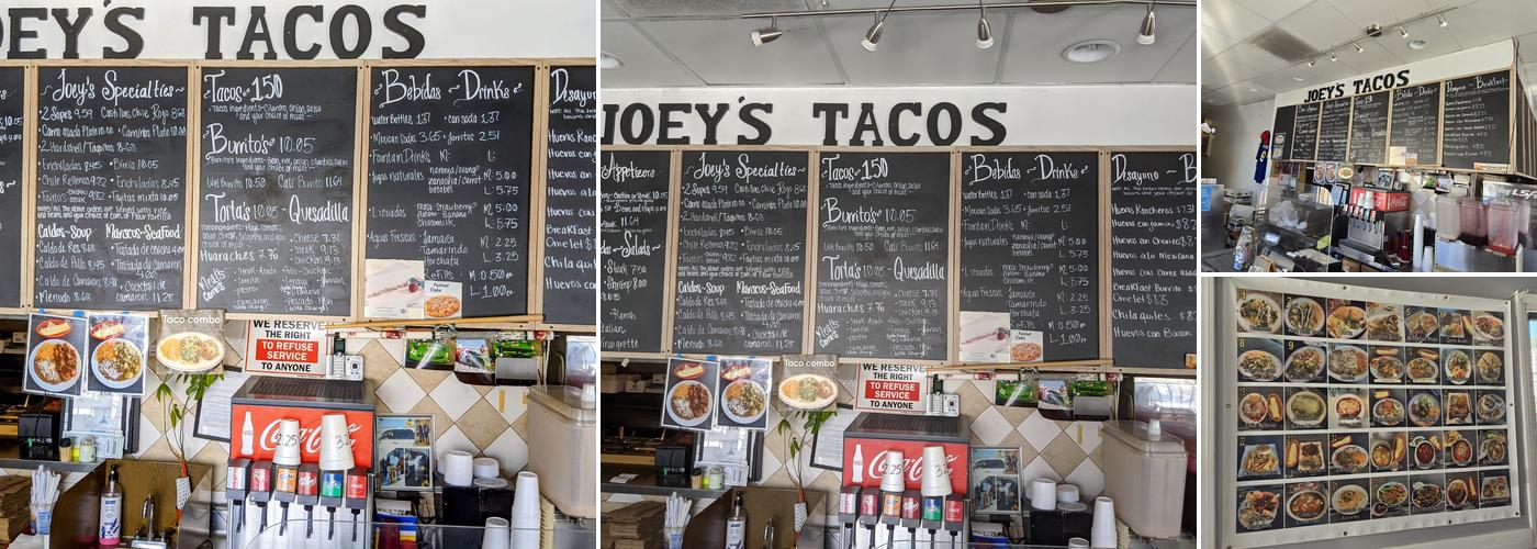 Joey’s Tacos Menu