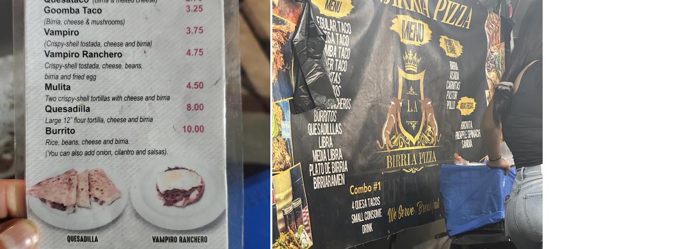 L.A. Birria Pizza Menu