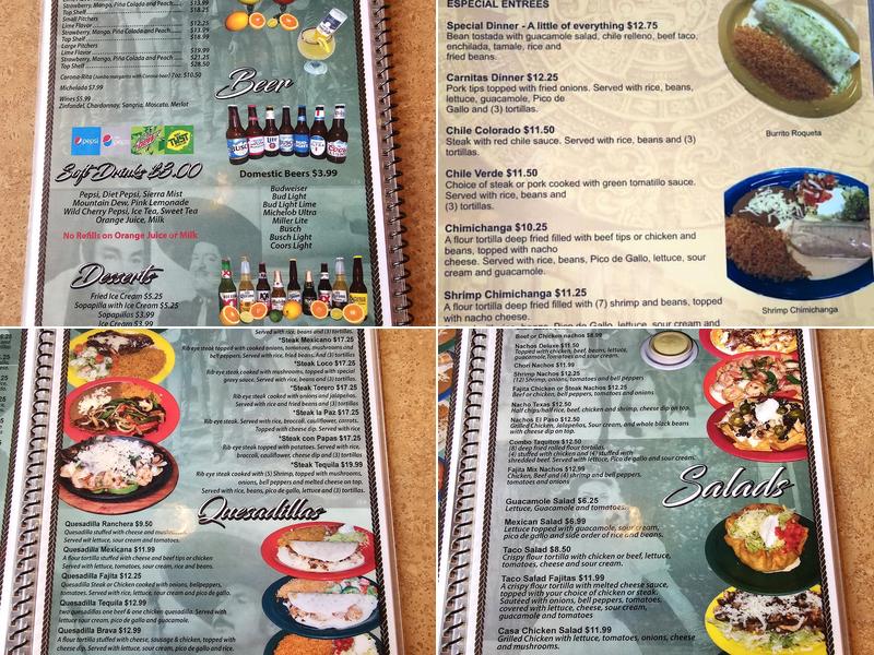 Casa Tequila Mexican Restaurant Menu