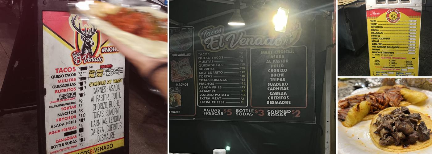 Tacos El Venado Menu