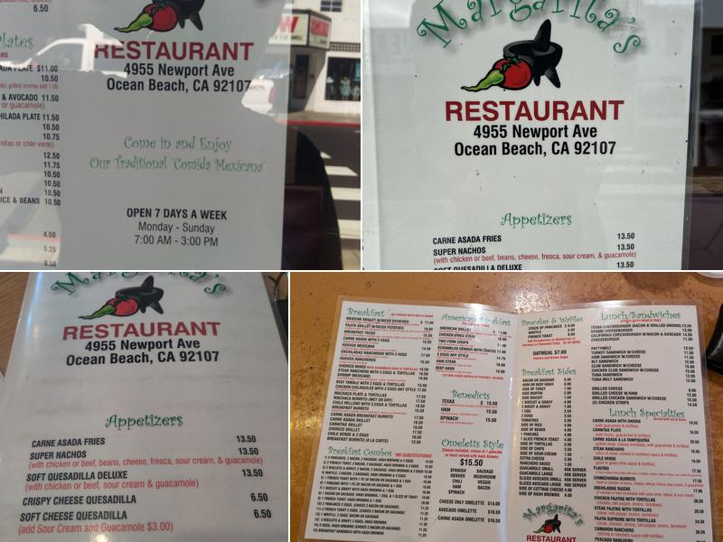 Margarita's Family Restaurant Menu