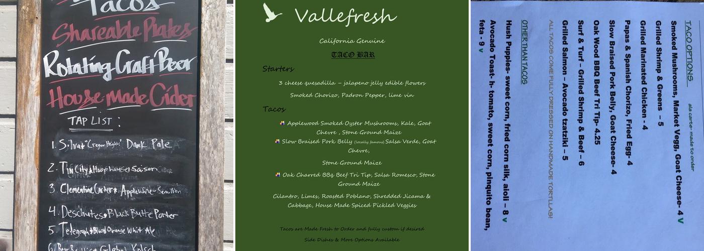 Valle Fresh Menu