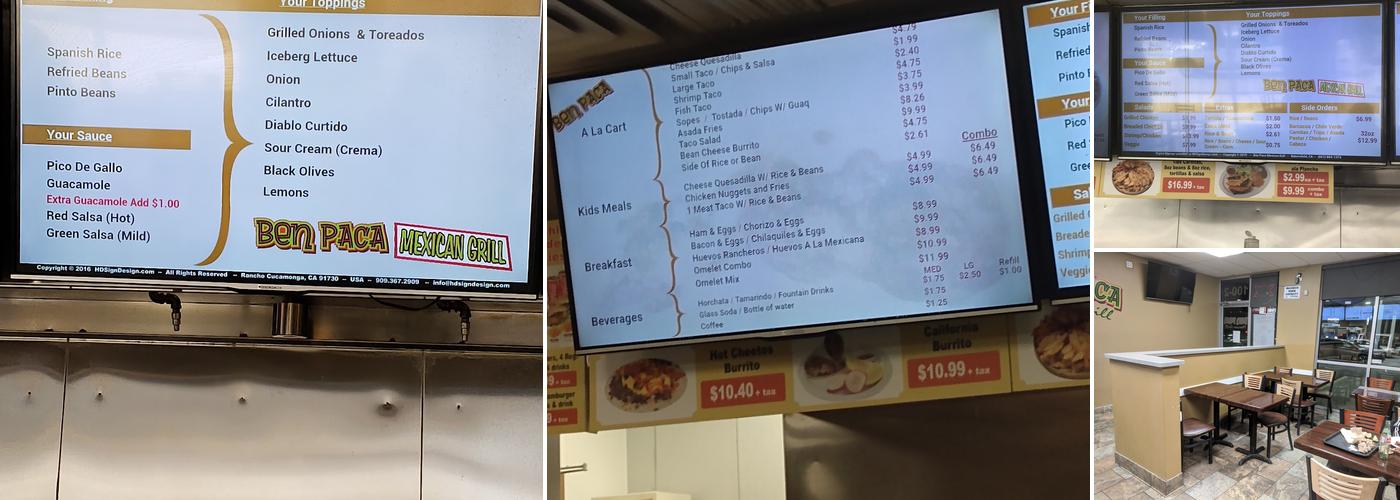 Ben Paca Mexican Grill Menu