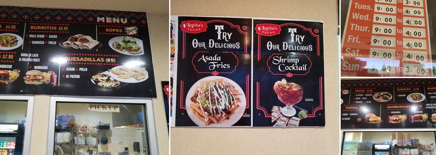 Lupita's Tacos Menu