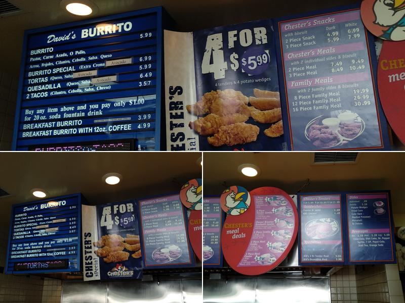 David's Burrito Menu
